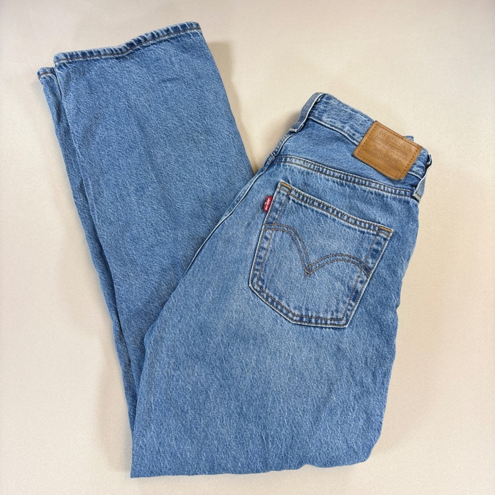 Levi's Ribcage Straight Ankle Jeans Womens 27 Blue High Rise Denim